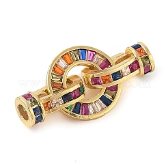 Rack Plating Brass Micro Pave Cubic Zirconia Fold Over Clasps&nbsp;KK-S384-09G