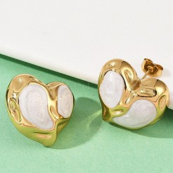 Heart 304 Stainless Steel Enamel Stud Earrings&nbsp;LS-EJEW-M105-03G