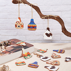 40Pcs 4 Style Single Face Printed Basswood Big Pendants&nbsp;WOOD-OC0002-66