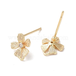 Brass Micro Pave Cubic Zirconia Stud Earring Finding&nbsp;KK-C028-09G