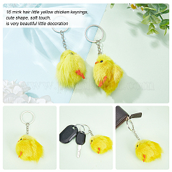 Cute Water Mink Mini Fur Chicken Pendant Bag Keychain&nbsp;KEYC-WH0018-77