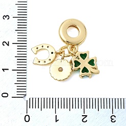 Saint Patrick's Day Brass Pave Green Cubic Zirconia European Dangle Charms&nbsp;X-KK-Z150-09G