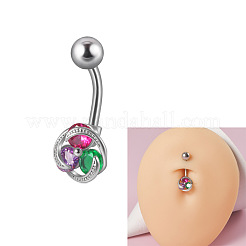 304 Stainless Steel with Colorful Rhinestone Belly Rings&nbsp;FS-WG2C664-05
