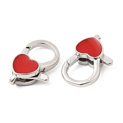 Heart Brass Enamel Lobster Claw Clasps&nbsp;KK-Z147-02P-01A