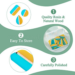 20Pcs 10 Styles Transparent Resin & Natural Wood Pendants&nbsp;RESI-TA0004-47