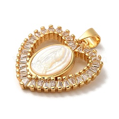 Brass Micro Pave Clear Cubic Zirconia Pendants&nbsp;KK-K345-08G
