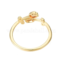 Clear Cubic Zirconia Tulip Flower Open Cuff Ring&nbsp;RJEW-N030-18
