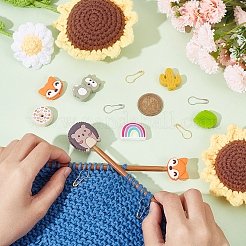DIY Donut & Fox & Leaf & Rainbow Silicone Beads Knitting Needle Protectors/Knitting Needle Stoppers with Stitch Markerss&nbsp;IFIN-NB0001-54