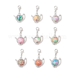 Teapot Handmade Polymer Clay & Tibetan Style Alloy Pendant Decorations&nbsp;HJEW-JM03544