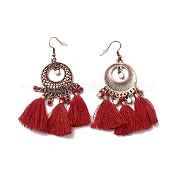 Rhinestone Donut with Tassels Dangle Earrings&nbsp;LS-EJEW-E267-03RC