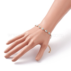 Evil Eye 304 Stainless Steel Enamel Link Chains Bracelets & Necklaces Jewelry Sets&nbsp;SJEW-JS01152