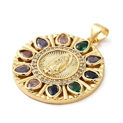 Rack Plating Brass Micro Pave Cubic Zirconia Pendants&nbsp;KK-P241-35G