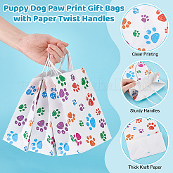 Rectangle with Paw Print Pattern Paper Storage Bags with Handle&nbsp;ABAG-WH0046-38A