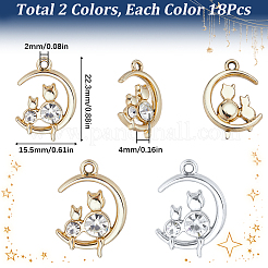 36Pcs 2 Colors Alloy with Rhinestone Pendants&nbsp;RB-SC0001-09