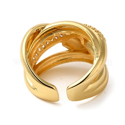 Brass Micro Pave Clear Cubic Zirconia Open Cuff Rings for Women&nbsp;RJEW-A048-06G