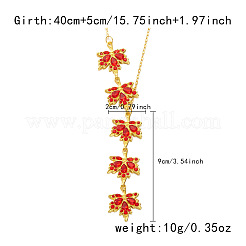 Alloy Light Siam Rhinestone Maple Leaf Y Necklaces for Women&nbsp;FS-WG7D948-01