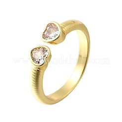 Brass Micro Pave Cubic Zirconia Cuff Rings for Women&nbsp;RJEW-F181-09G-01