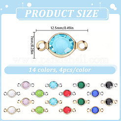 56Pcs 14 Colors 304 Stainless Steel with Glass Connector Charms&nbsp;STAS-DR0001-20