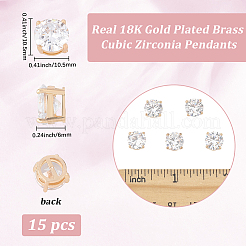 15Pcs Brass Clear Cubic Zirconia Multi-strand Links&nbsp;KK-BBC0019-93G
