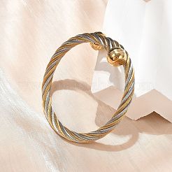 304 Stainless Steel Torque Bangles Bangles for Women&nbsp;BJEW-M042-07GP