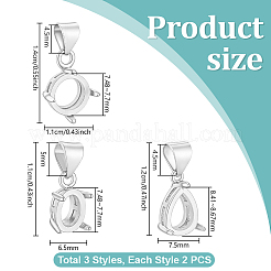 6Pcs 3 Styles Brass Pendant Cabochon Settings&nbsp;KK-PH0015-49P