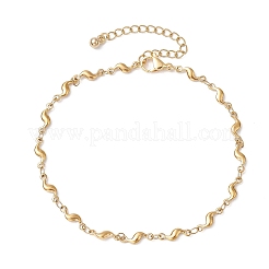 304 Stainless Steel Wave Link Chain Anklets&nbsp;AJEW-AN00641-01