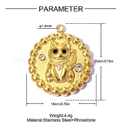 304 Stainless Steel with Jet Rhinestone Pendants&nbsp;RB-OY001-04G-02