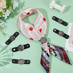 6Pcs 6 Styles PU Leather with Zinc Alloy Scarf Clips Sets&nbsp;AJEW-PH0006-71