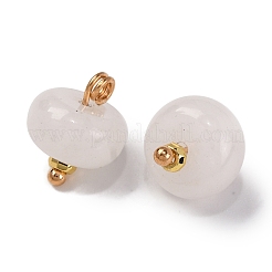 Natural White Jade Saucer Charms with Rack Plating Golden Tone Brass Bails&nbsp;KK-B103-17B-08
