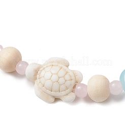 Synthetic Turquoise & Wood & Glass Beaded Stretch Bracelets for Women&nbsp;BJEW-JB11128-01
