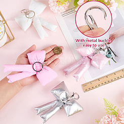4Pcs 4 Colors Bowknot PU Leather & Cotton Keychains&nbsp;HJEW-FG0001-28