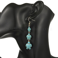 Dyed Tortoise Synthetic Turquoise Dangle Earrings&nbsp;EJEW-JE07362-02