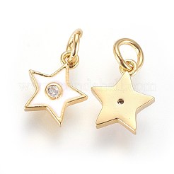 Brass Micro Pave Cubic Zirconia Charms&nbsp;ZIRC-G150-09G-03
