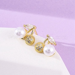 Cherry Brass Micro Pave Cubic Zirconia Stud Earrings&nbsp;EJEW-H158-08B-G