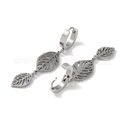 Non-Tarnish Hollow Leaf 304 Stainless Steel Dangle Earrings&nbsp;EJEW-L283-031P