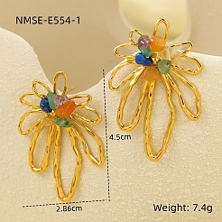 304 Stainless Steel Flower Stud Earrings&nbsp;FS-WG4A170-01
