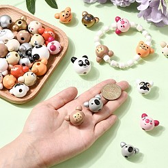 52Pcs 13 Styles Natural Wood European Beads&nbsp;WOOD-CJ0002-82