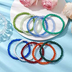 15Pcs 15 Colors Faceted Rondelle Imitation Jade Glass Beaded Stretch Bracelet Sets&nbsp;BJEW-JB10790