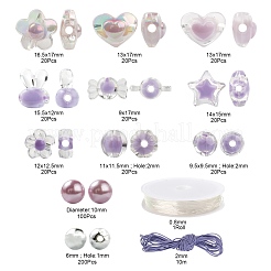 1 Bag 480Pcs Purple Transparent/Imitation Pearl Acrylic Beads&nbsp;DIY-LS0003-03