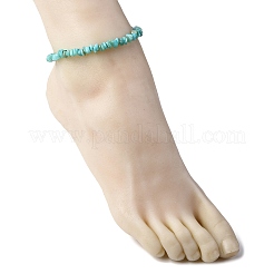 Dyed Natural Freshwater Shell Nuggets Beaded Anklets&nbsp;AJEW-AN00746-02