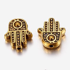 Tibetan Style Alloy Hamsa Hand/Hand of Fatima/Hand of Miriam Beads&nbsp;X-TIBEB-7722-AG-RS