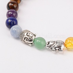 Stretch Buddhist Jewelry Multi-Color Gemstone Chakra Bracelets&nbsp;BJEW-JB01690