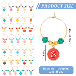 36Pcs 36 Styles Alloy Enamel Wine Glass Charms&nbsp;AJEW-BC00003