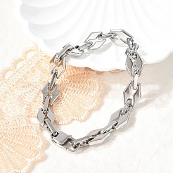 304 Stainless Steel Rhombus Link Chain Bracelets for Women Men&nbsp;BJEW-F488-66P