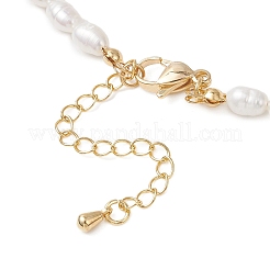 Faceted Round Natural Amethyst and Rice Natural Pearl Beaded Necklaces for Women&nbsp;NJEW-JN05816-03