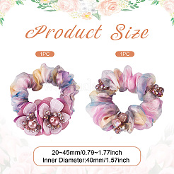 2Pcs 2 Colors Chic Solid Color French Satin Pigtail Hair Tie for Elegant Hairstyles&nbsp;OHAR-TA0001-10B