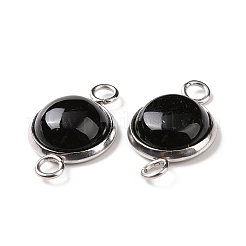 Natural Black Agate Connector Charms&nbsp;G-D059-01C-02