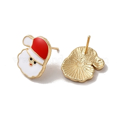 Christmas Santa Claus Alloy Enamel Stud Earrings for Women&nbsp;EJEW-E284-03LG