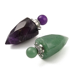 Natural Mixed Stone Openable Perfume Bottle Pointed Pendants&nbsp;G-F754-02P