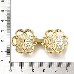 Rack Plating Flower Brass Micro Pave Clear Cubic Zirconia Fold Over Clasps&nbsp;KK-H512-05G